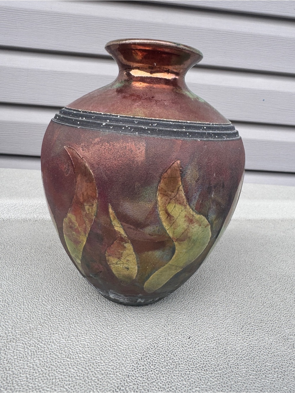 John Melkonian - California Raku Pottery - Copper Accents Ceramic Vase Fine Art